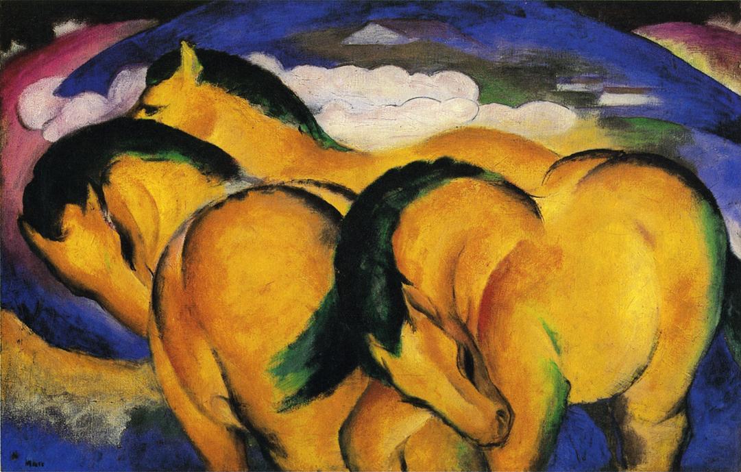WikiOO.org - אנציקלופדיה לאמנויות יפות - ציור, יצירות אמנות Franz Marc - The Little Yellow Horses