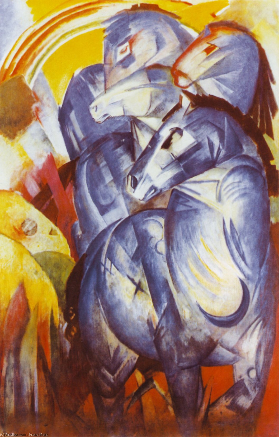 Wikioo.org - The Encyclopedia of Fine Arts - Painting, Artwork by Franz Marc - The Tower of Blue Horses
