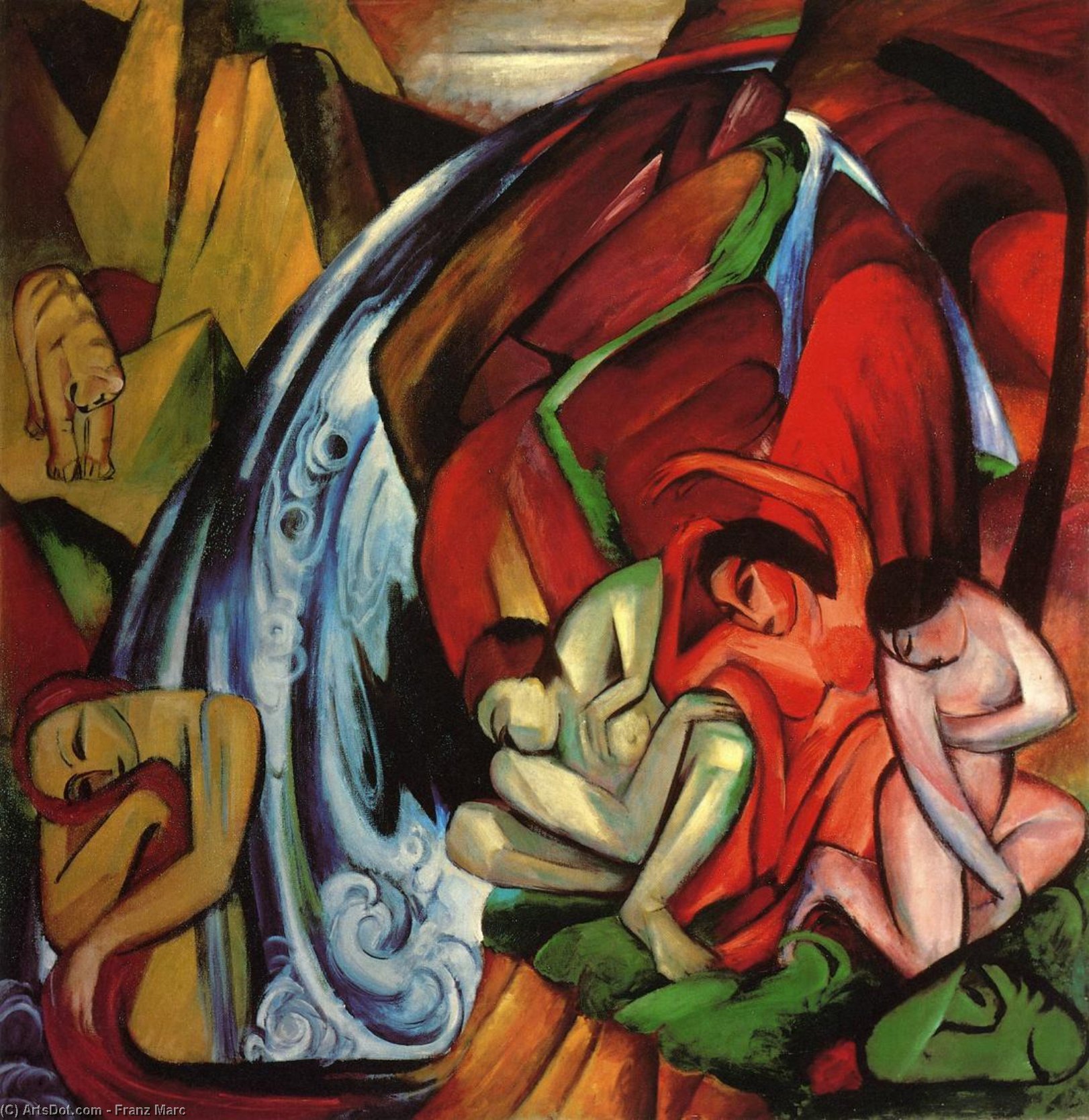WikiOO.org - Encyclopedia of Fine Arts - Maalaus, taideteos Franz Marc - The Waterfall
