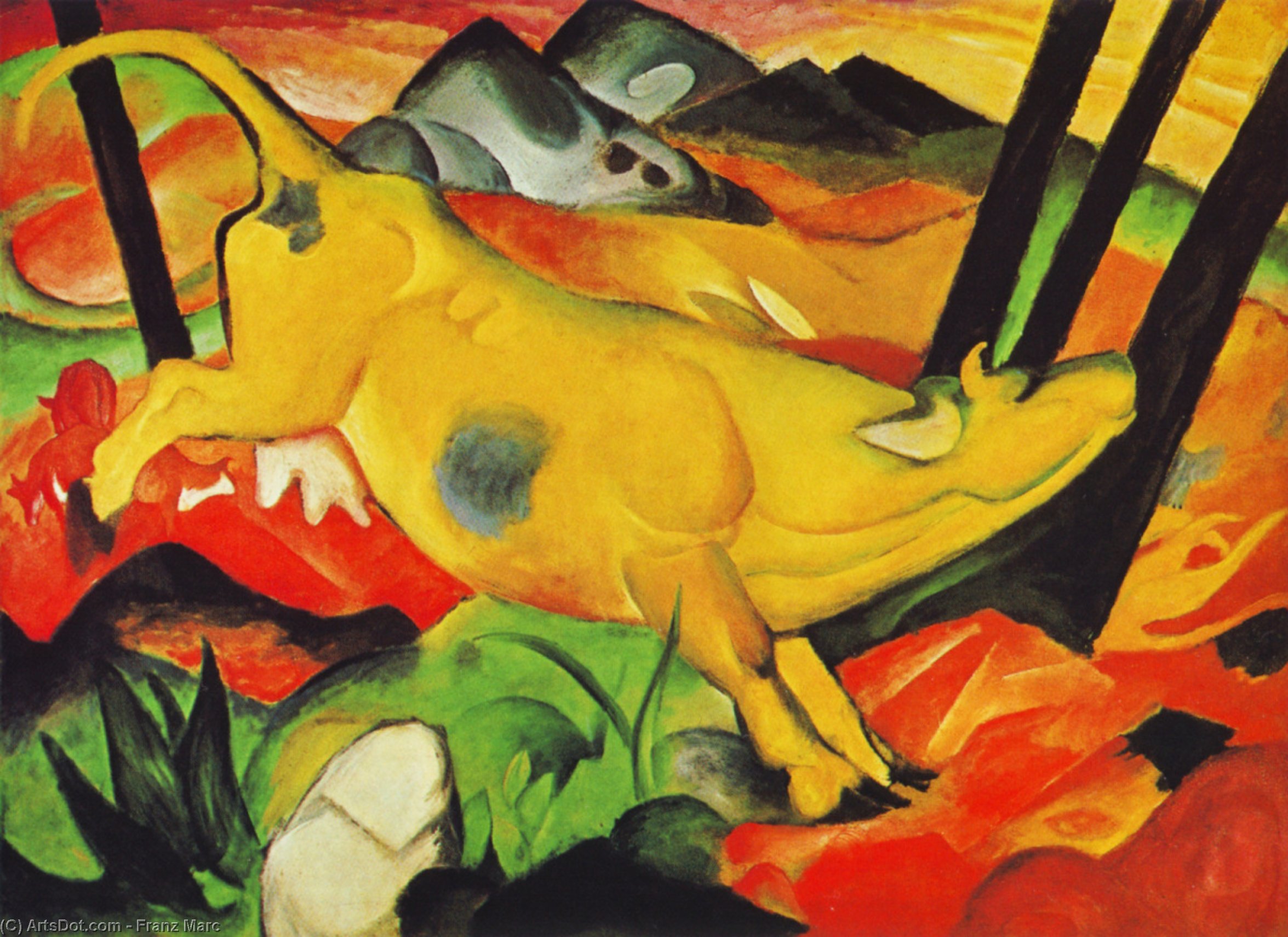 Wikioo.org – La Enciclopedia de las Bellas Artes - Pintura, Obras de arte de Franz Marc - el amarillo vaca