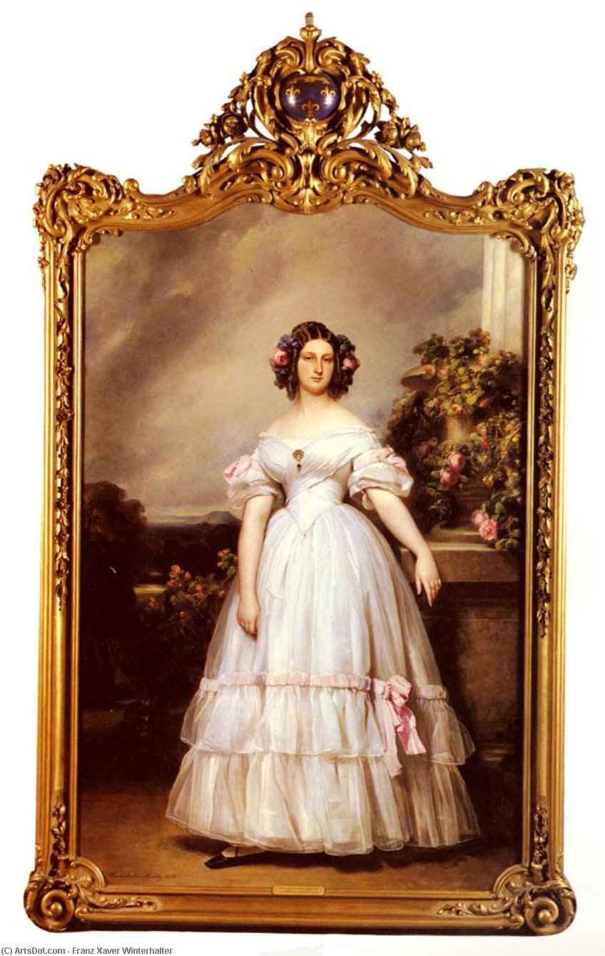 Wikioo.org - The Encyclopedia of Fine Arts - Painting, Artwork by Franz Xaver Winterhalter - A Full-Length Portrait Of H.R.H Princess Marie-Clementine Of Orleans