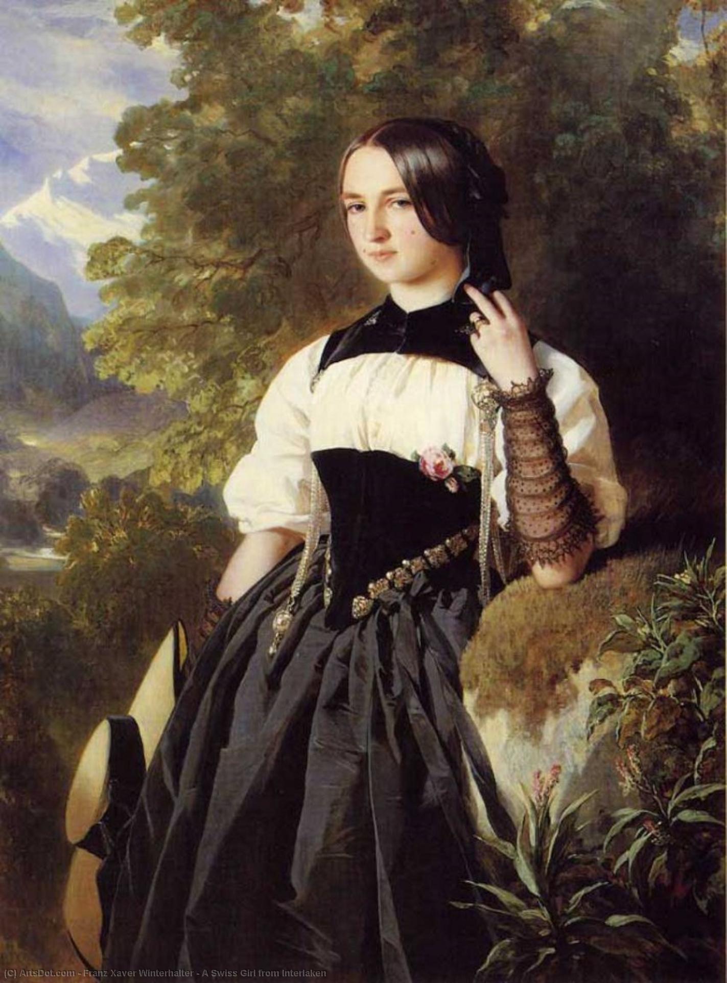 WikiOO.org – 美術百科全書 - 繪畫，作品 Franz Xaver Winterhalter - 一名瑞士女孩从因特拉肯