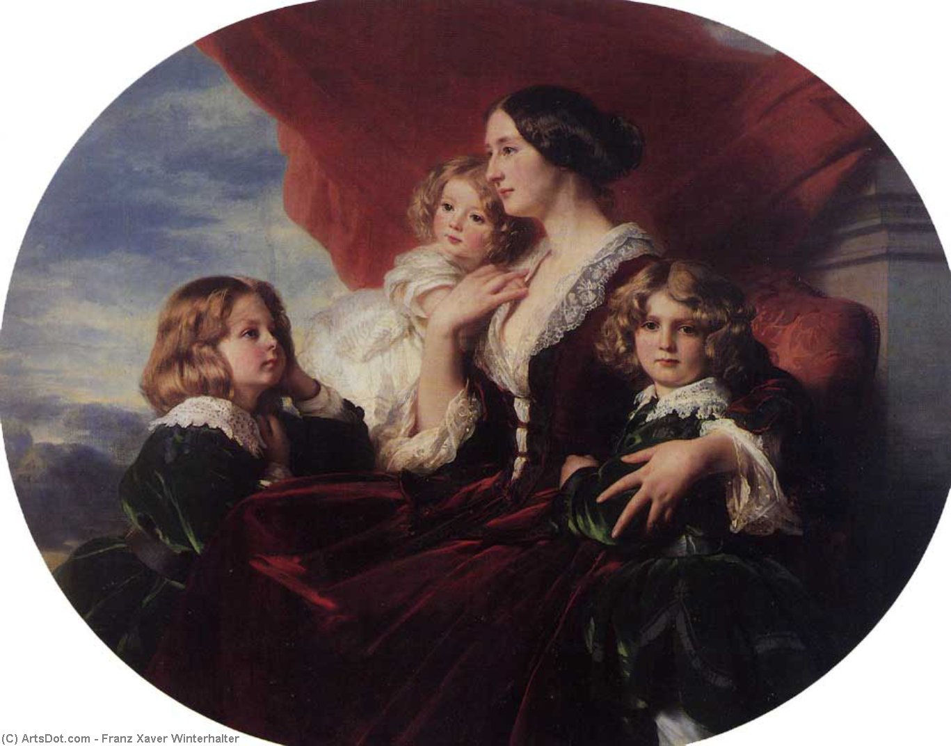 Wikioo.org - The Encyclopedia of Fine Arts - Painting, Artwork by Franz Xaver Winterhalter - Elzbieta Branicka, Countess Krasinka and her Children