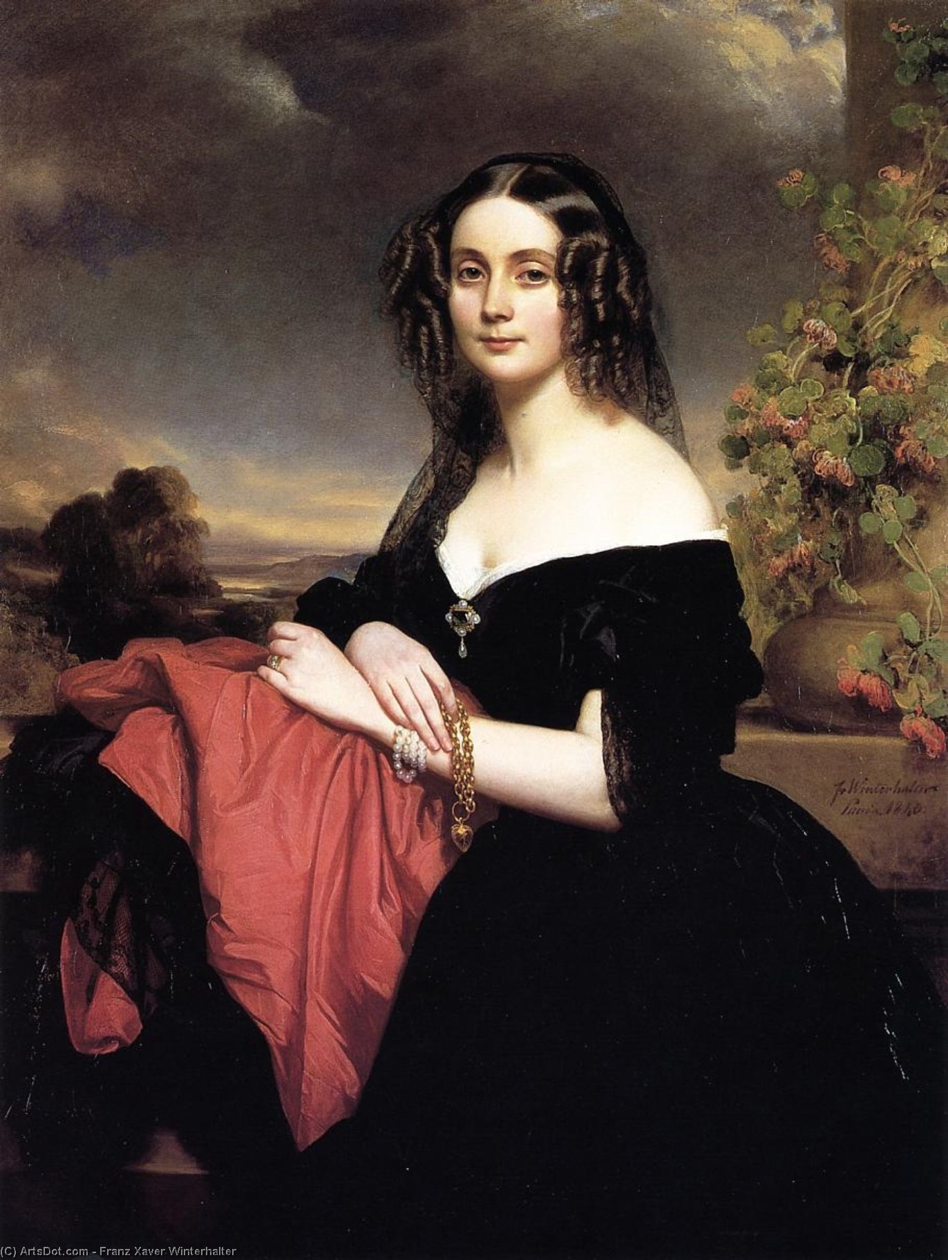 Wikioo.org - The Encyclopedia of Fine Arts - Painting, Artwork by Franz Xaver Winterhalter - Portrait of Claire de Bearn, Duchess of Vallombrosa
