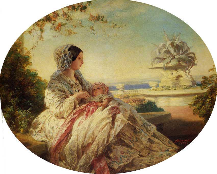 Wikioo.org – La Enciclopedia de las Bellas Artes - Pintura, Obras de arte de Franz Xaver Winterhalter - La reina Victoria con el príncipe Arturo