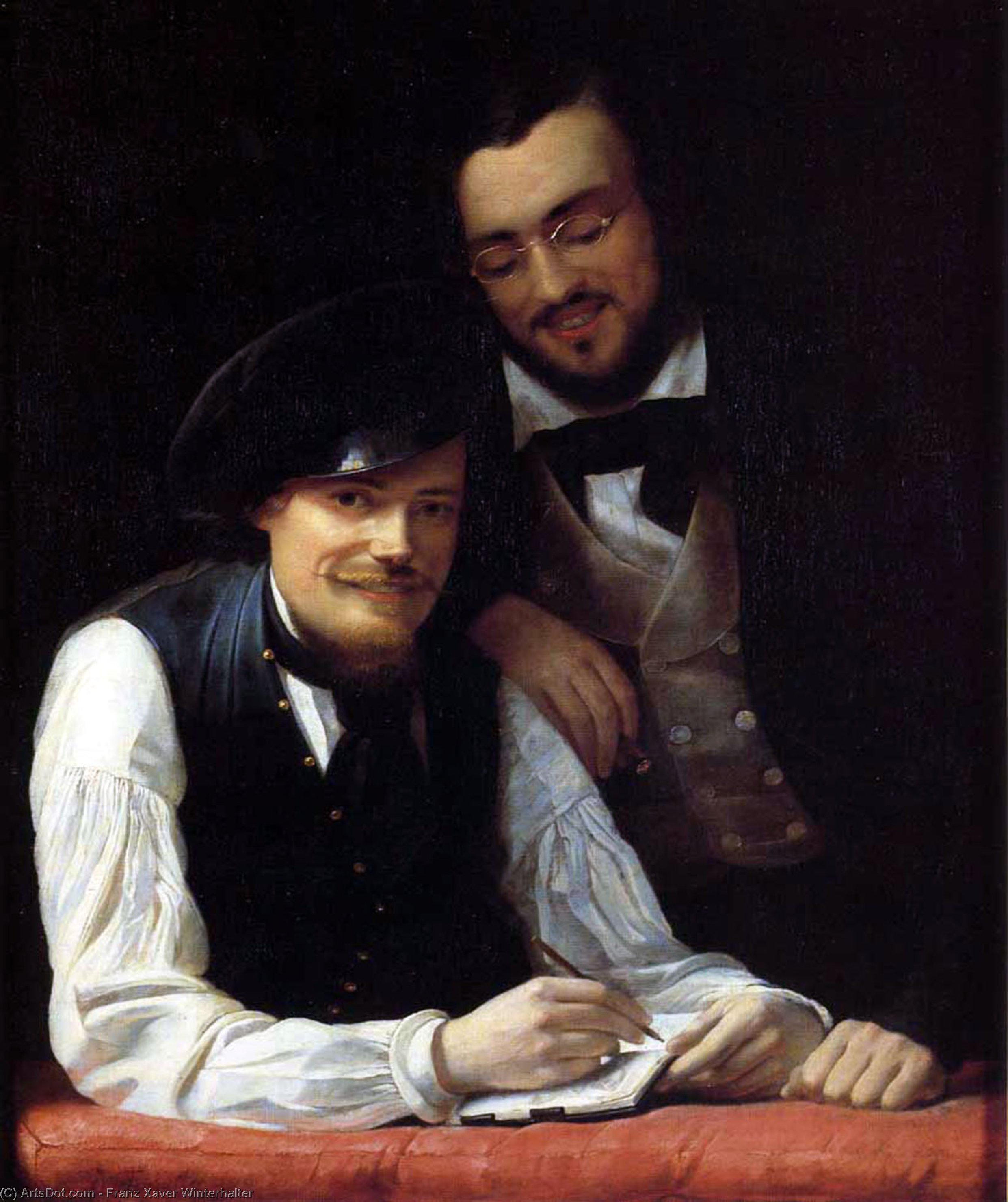 WikiOO.org - אנציקלופדיה לאמנויות יפות - ציור, יצירות אמנות Franz Xaver Winterhalter - Self Portrait of the Artist with his Brother, Hermann