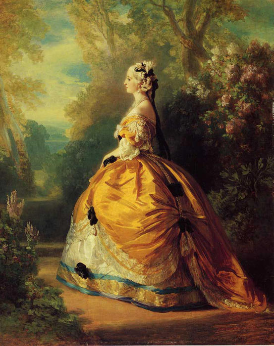 Wikioo.org - The Encyclopedia of Fine Arts - Painting, Artwork by Franz Xaver Winterhalter - The Empress Eugenie a la Marie-Antoinette