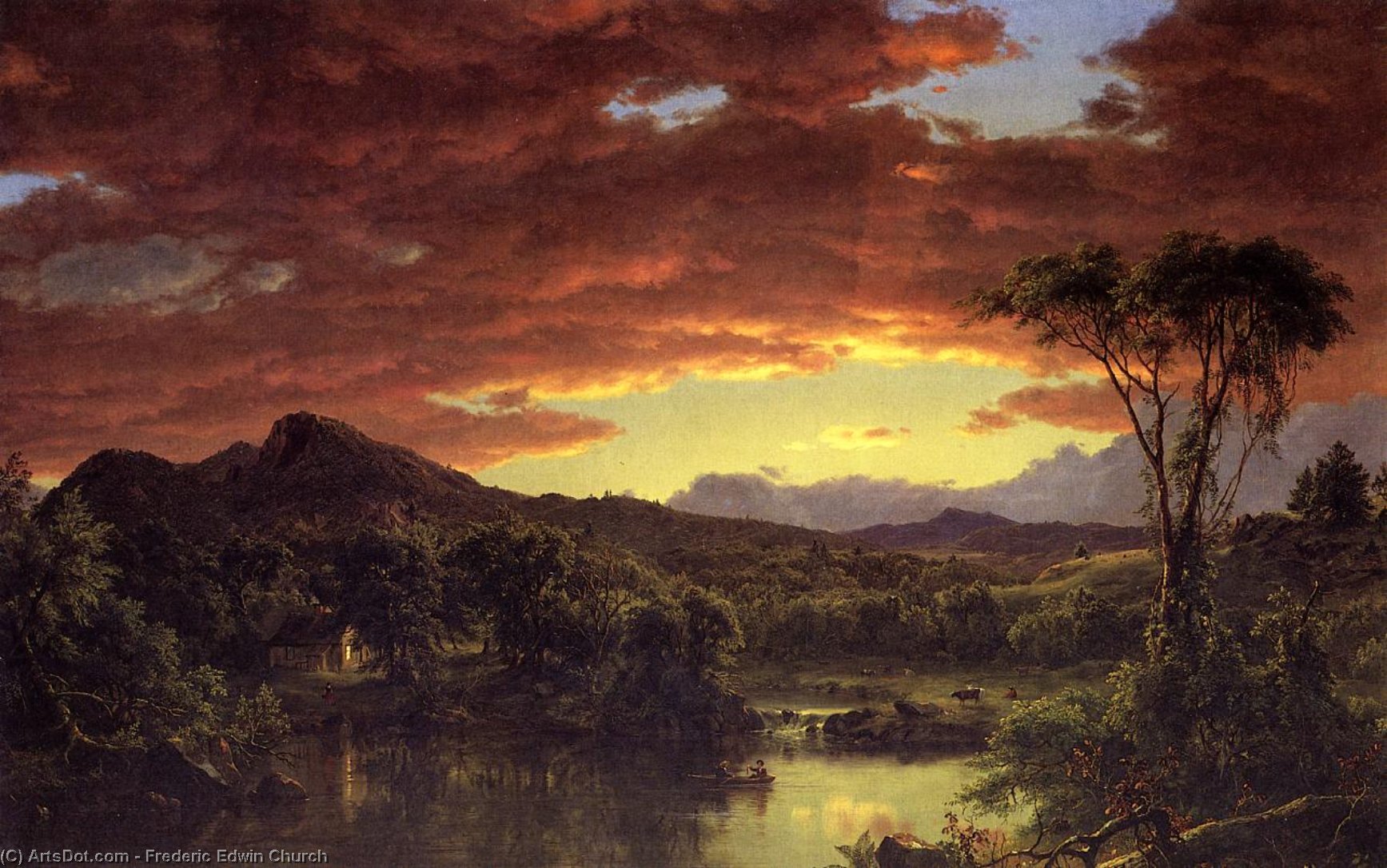 Wikioo.org - The Encyclopedia of Fine Arts - Painting, Artwork by Frederic Edwin Church - A Country Home