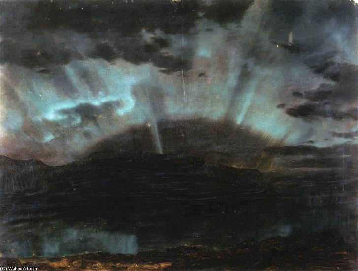 Wikioo.org - The Encyclopedia of Fine Arts - Painting, Artwork by Frederic Edwin Church - Aurora Borealis, Mt. Desert Island, from Bar Harbor, Maine