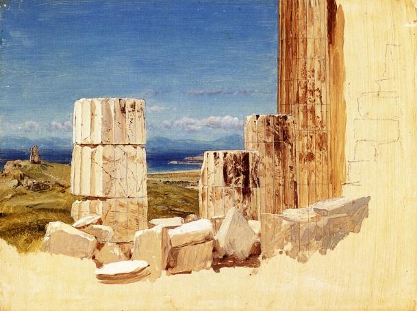 Wikioo.org - The Encyclopedia of Fine Arts - Painting, Artwork by Frederic Edwin Church - Broken Columns, View from the Parthenon, Athens