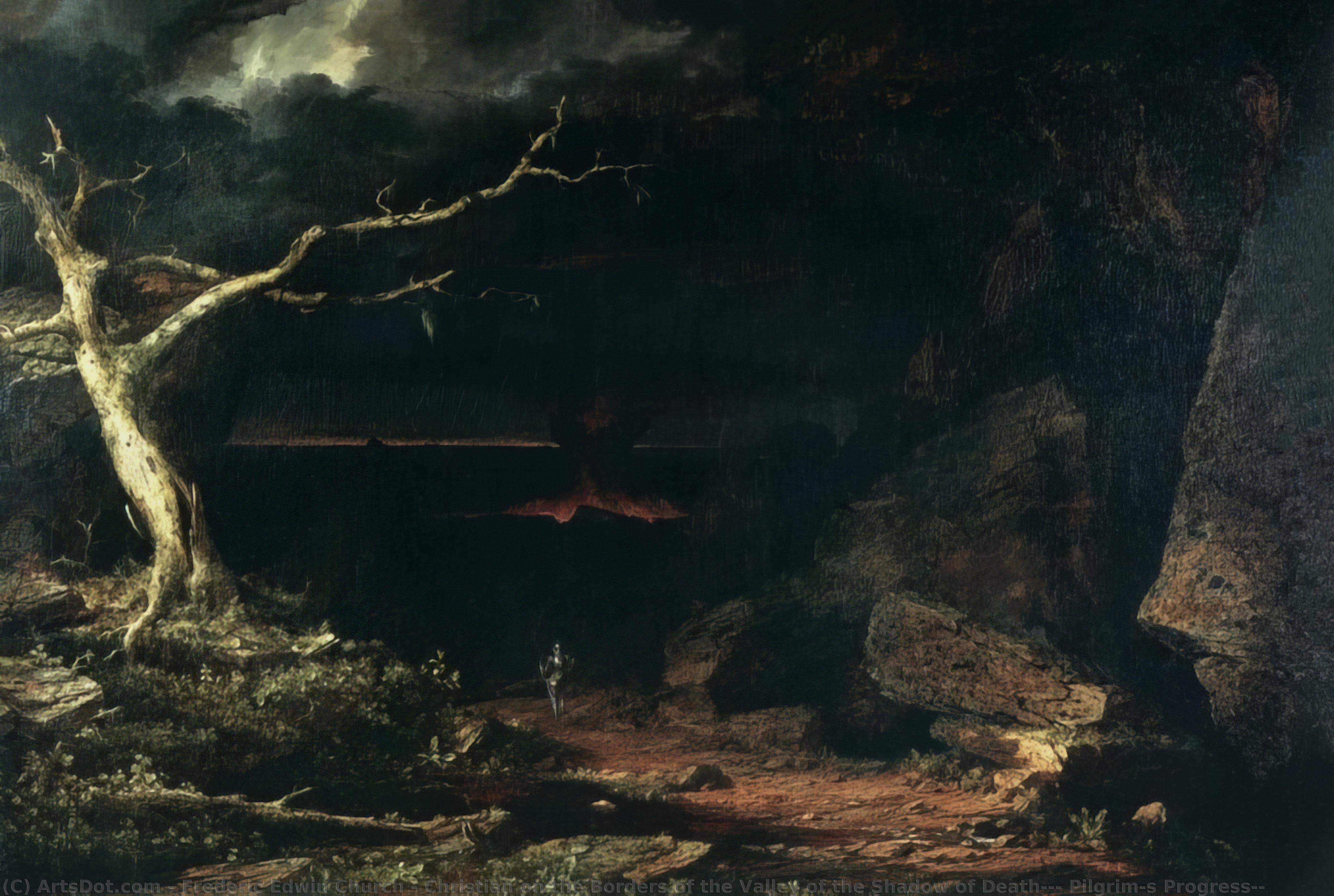 WikiOO.org – 美術百科全書 - 繪畫，作品 Frederic Edwin Church - 基督教在死亡的阴影谷的边界“，”天路历程“”