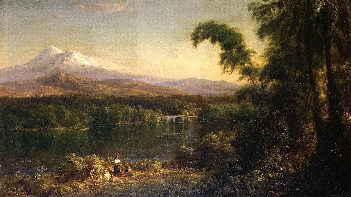 Wikioo.org - The Encyclopedia of Fine Arts - Painting, Artwork by Frederic Edwin Church - Figures in an Ecuadorian Landscape