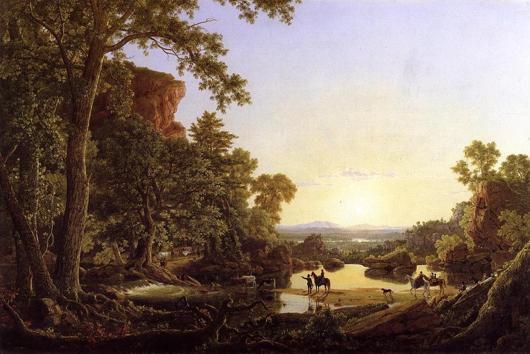 Wikioo.org - The Encyclopedia of Fine Arts - Painting, Artwork by Frederic Edwin Church - Hooker and Company Journeying through the Wilderness from Plymouth to Hartford, in 1636