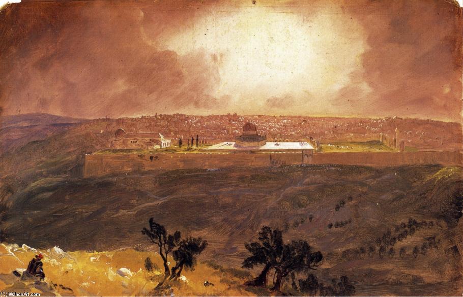 Wikioo.org - The Encyclopedia of Fine Arts - Painting, Artwork by Frederic Edwin Church - Jerusalem from the Mount of Olives 1