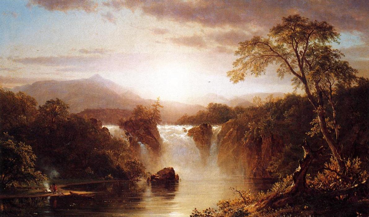 Wikioo.org - The Encyclopedia of Fine Arts - Painting, Artwork by Frederic Edwin Church - Landscape with Waterfall