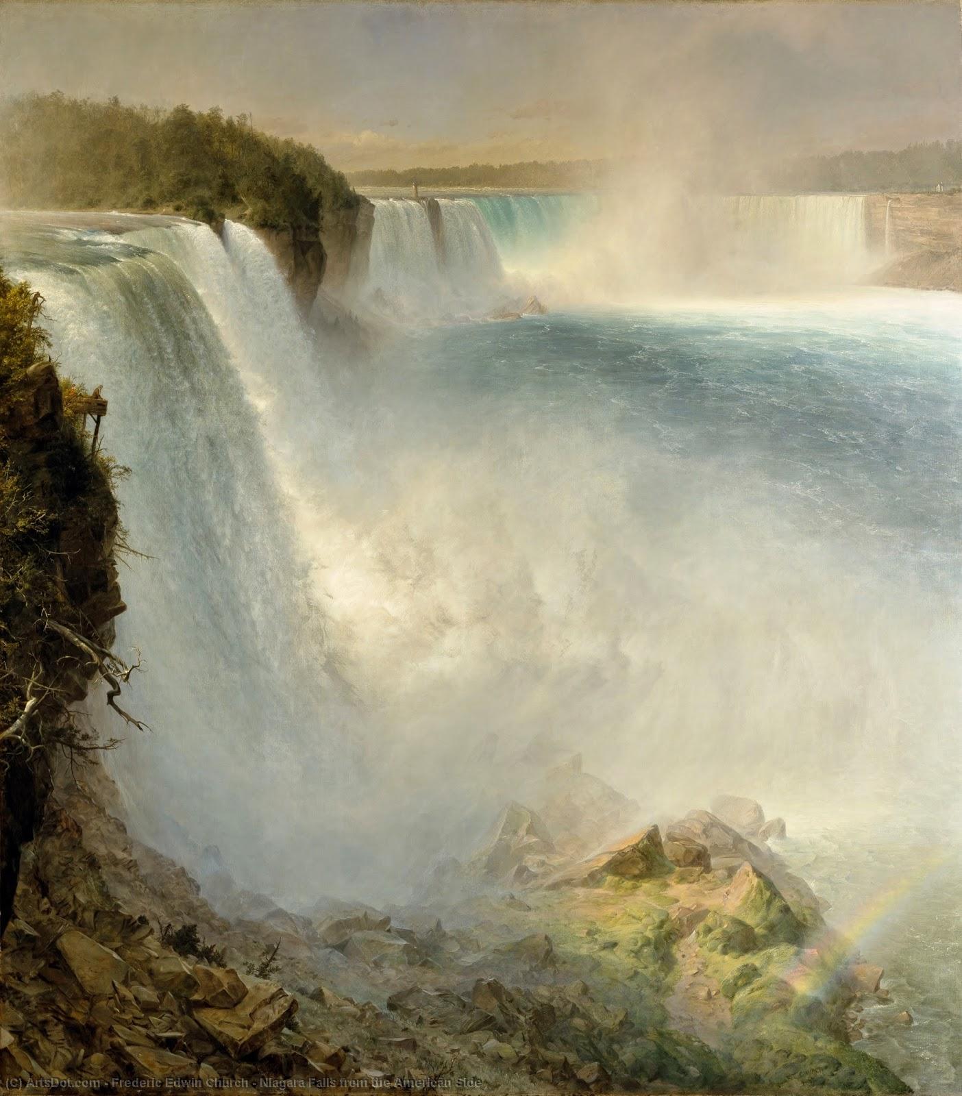 Wikioo.org – La Enciclopedia de las Bellas Artes - Pintura, Obras de arte de Frederic Edwin Church - niagara caídas desde el americano lado