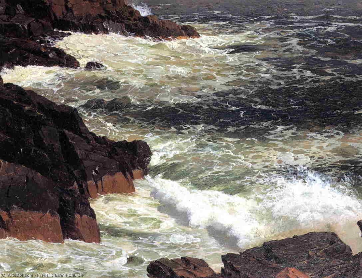 Wikioo.org - The Encyclopedia of Fine Arts - Painting, Artwork by Frederic Edwin Church - Rough Surf, Mount Desert Island