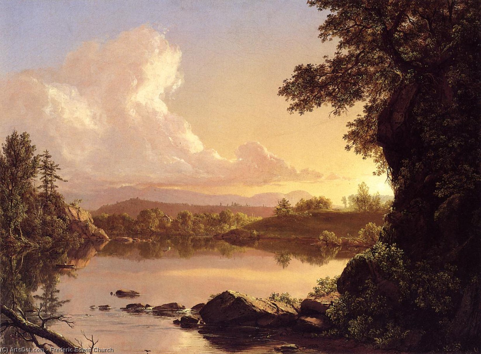 WikiOO.org - אנציקלופדיה לאמנויות יפות - ציור, יצירות אמנות Frederic Edwin Church - Scene on the Catskill Creek, New York