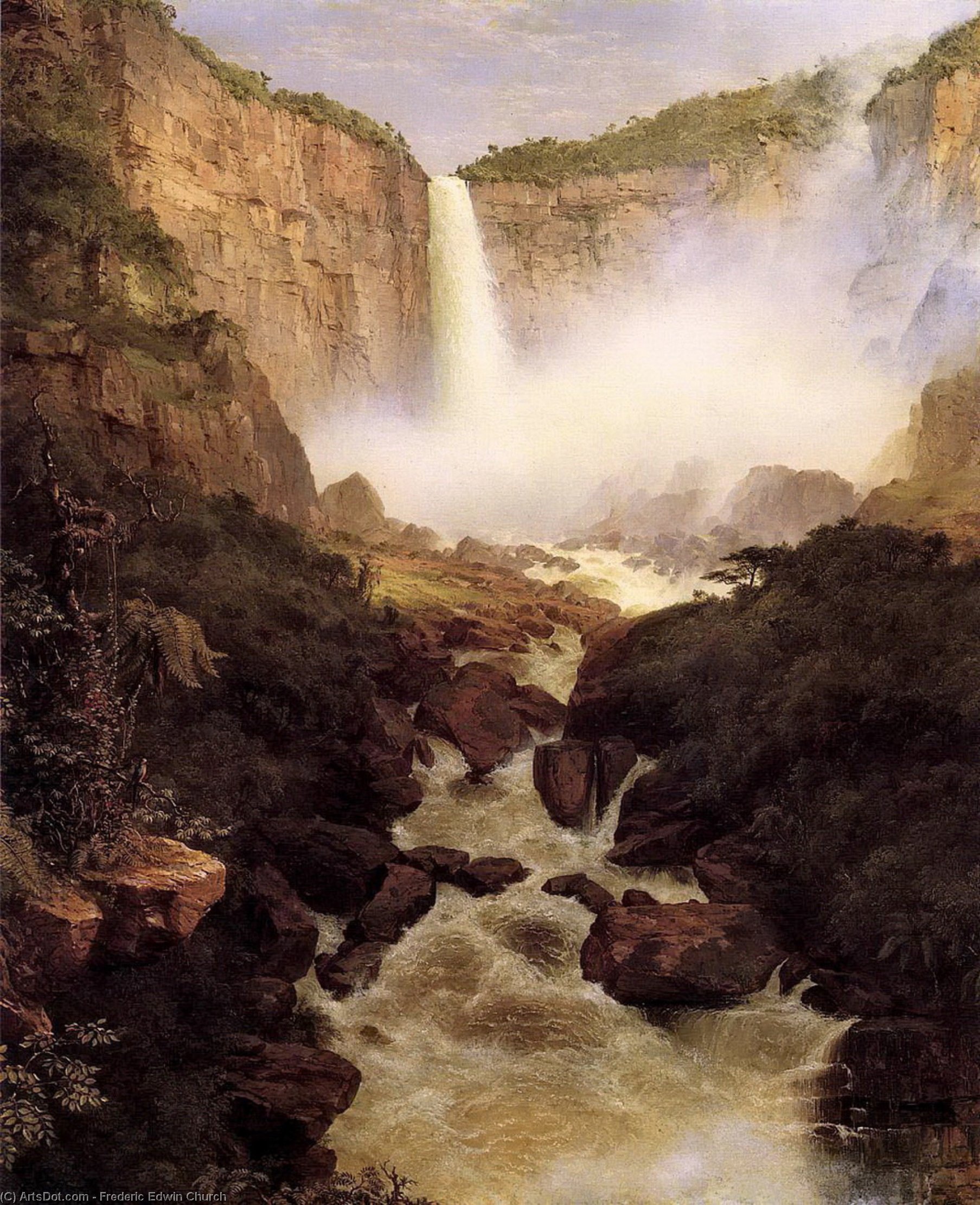 Wikioo.org - The Encyclopedia of Fine Arts - Painting, Artwork by Frederic Edwin Church - Tequendama Falls, near Bogota, New Granada