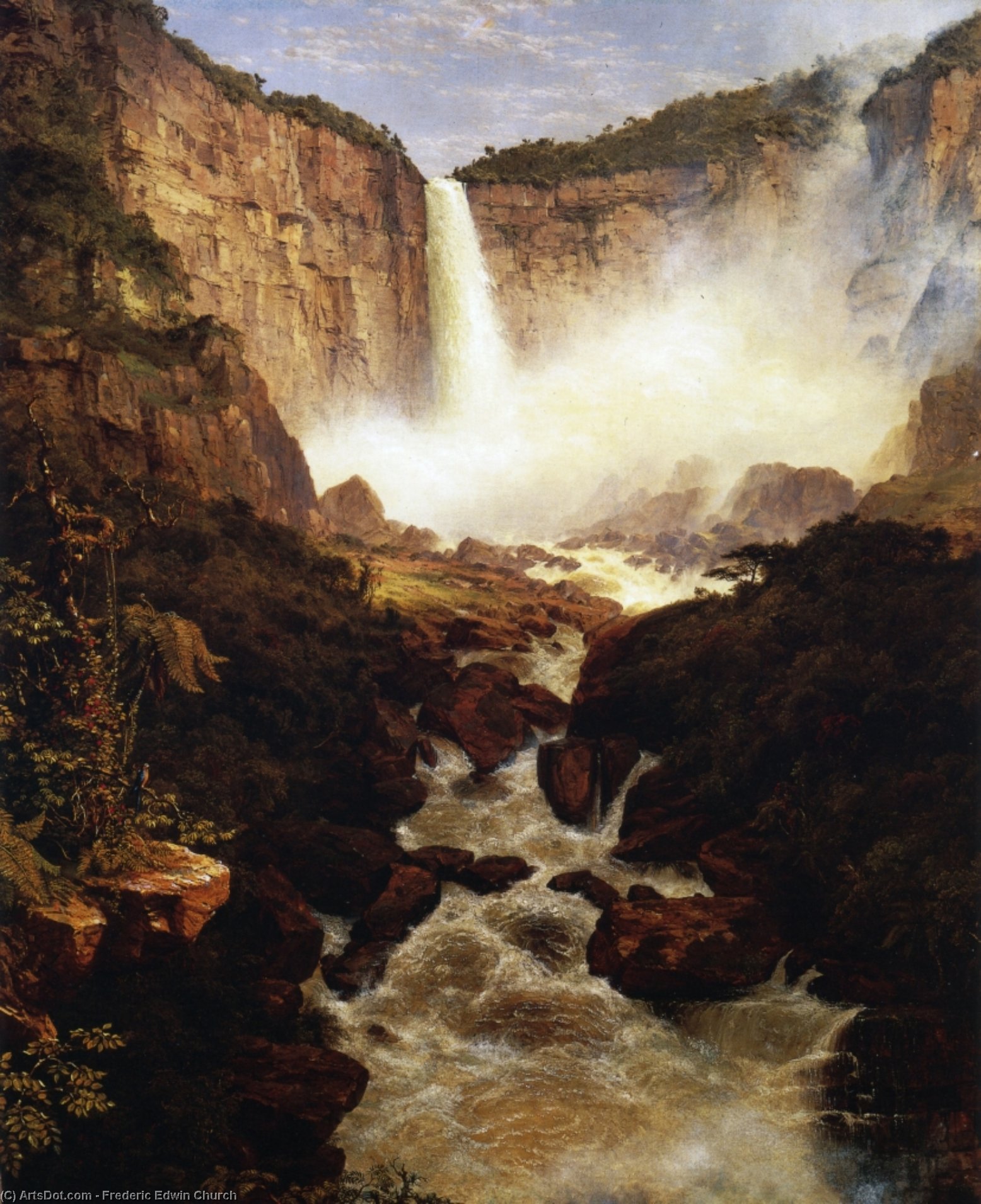 Wikioo.org - The Encyclopedia of Fine Arts - Painting, Artwork by Frederic Edwin Church - The Falls of Tequendama, Near Bogota, New Granada