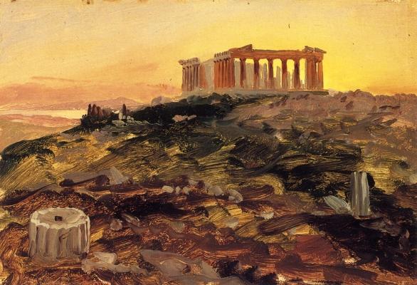 WikiOO.org - Εγκυκλοπαίδεια Καλών Τεχνών - Ζωγραφική, έργα τέχνης Frederic Edwin Church - The Parthenon from the Southeast