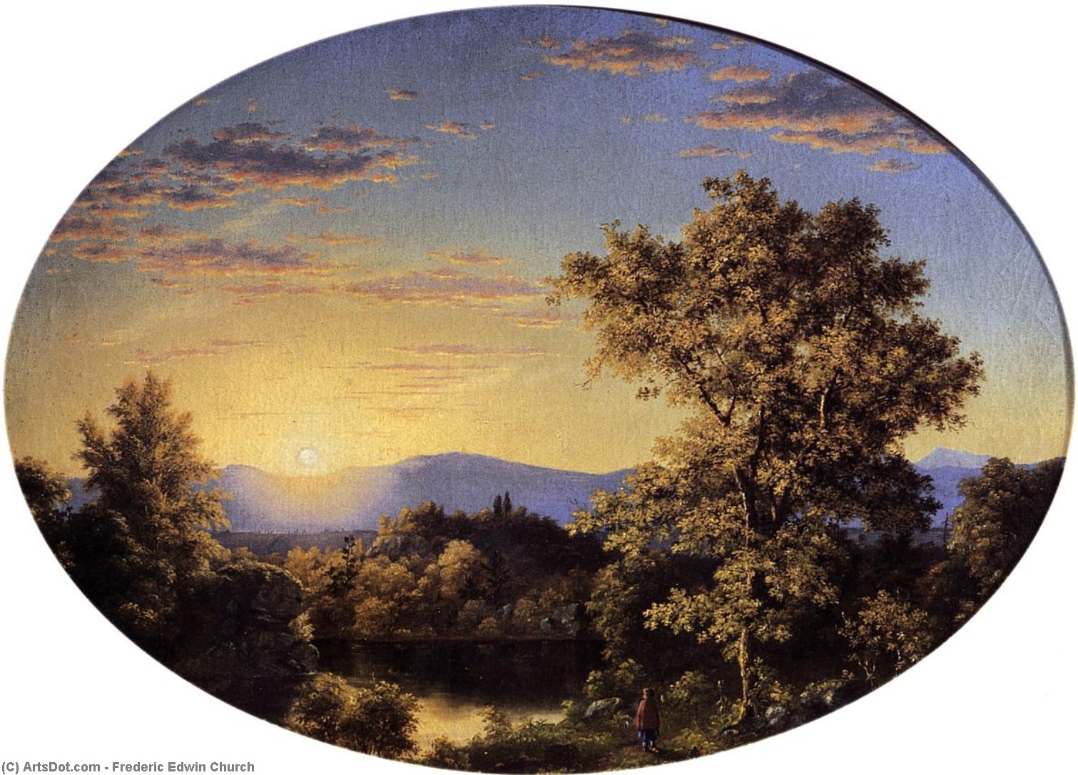 WikiOO.org – 美術百科全書 - 繪畫，作品 Frederic Edwin Church - 暮色 之间  的  山