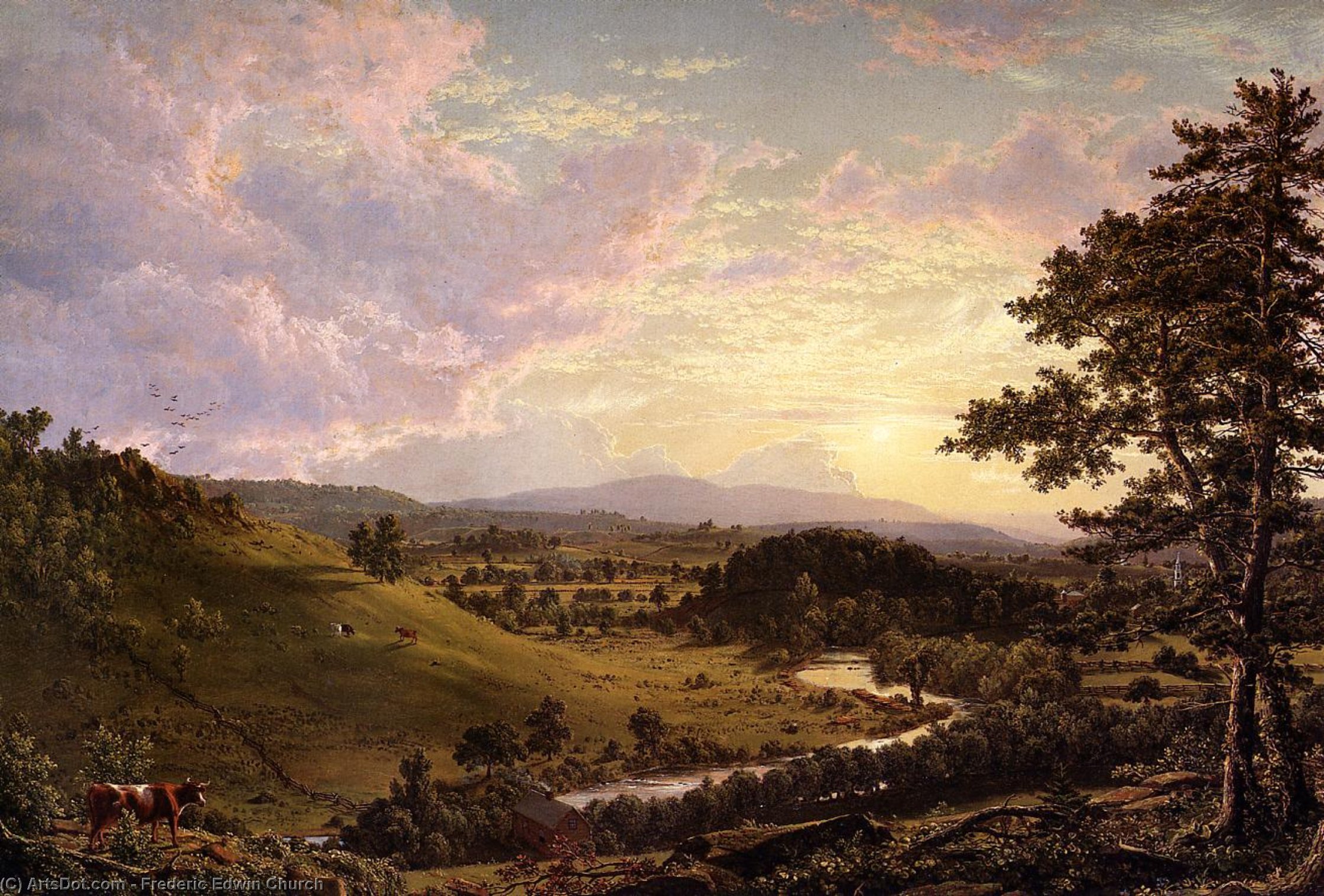 Wikioo.org - The Encyclopedia of Fine Arts - Painting, Artwork by Frederic Edwin Church - View near Stockbridge, Mass.