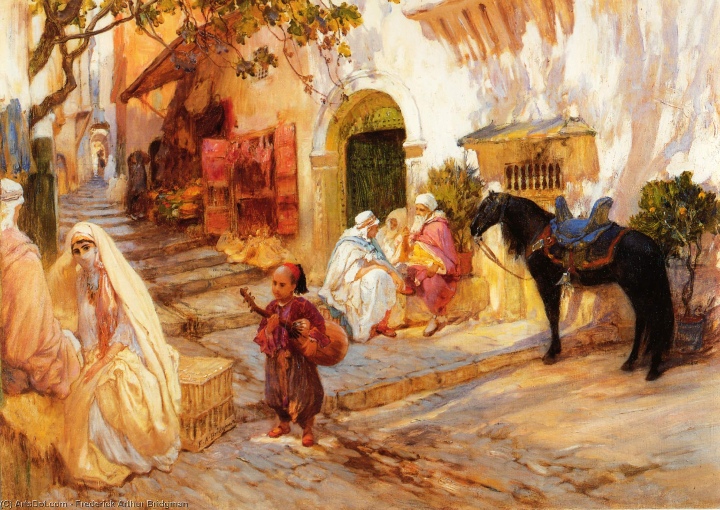 Wikioo.org - The Encyclopedia of Fine Arts - Painting, Artwork by Frederick Arthur Bridgman - A Street in Algeria
