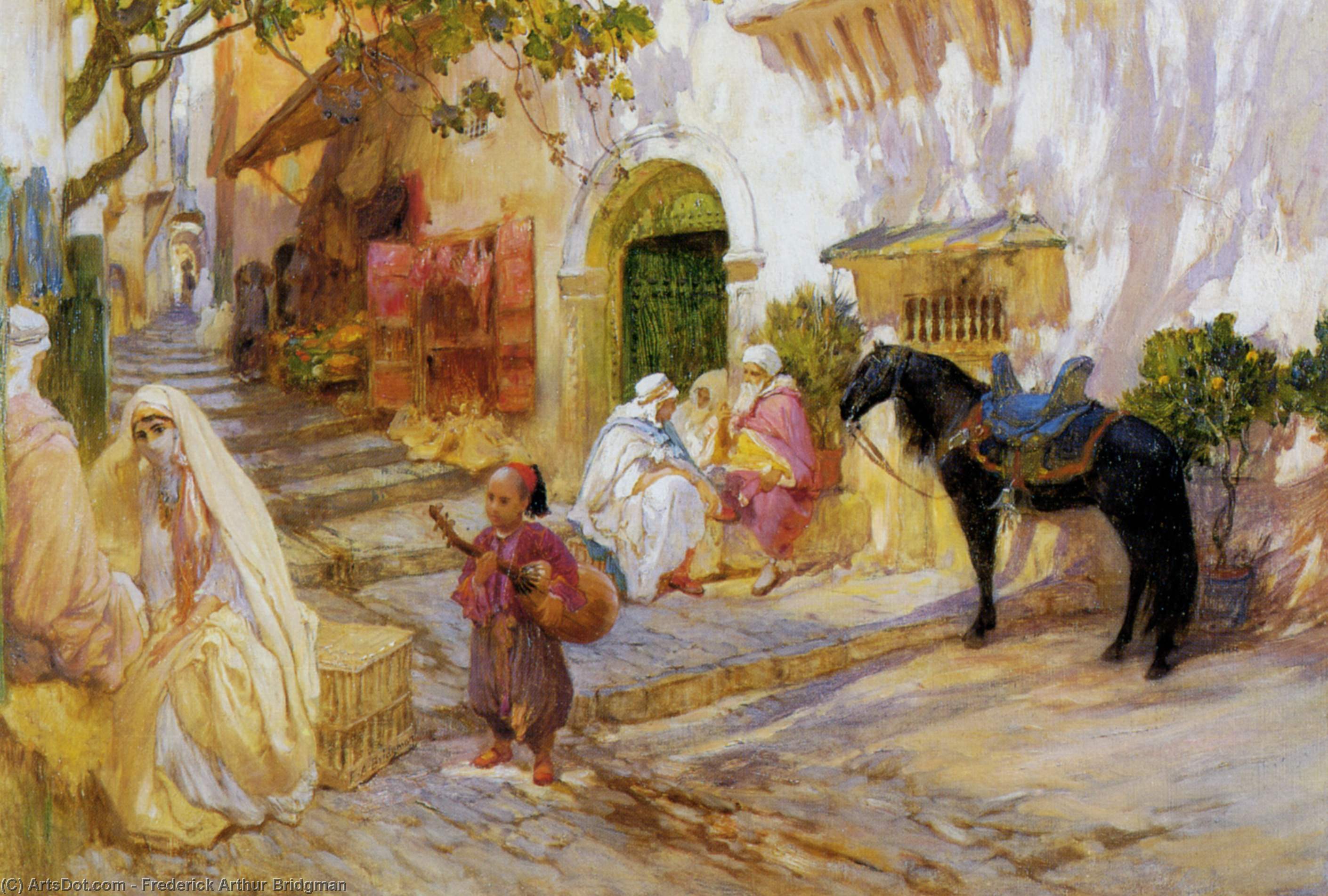 Wikioo.org - The Encyclopedia of Fine Arts - Painting, Artwork by Frederick Arthur Bridgman - An Algerian Street
