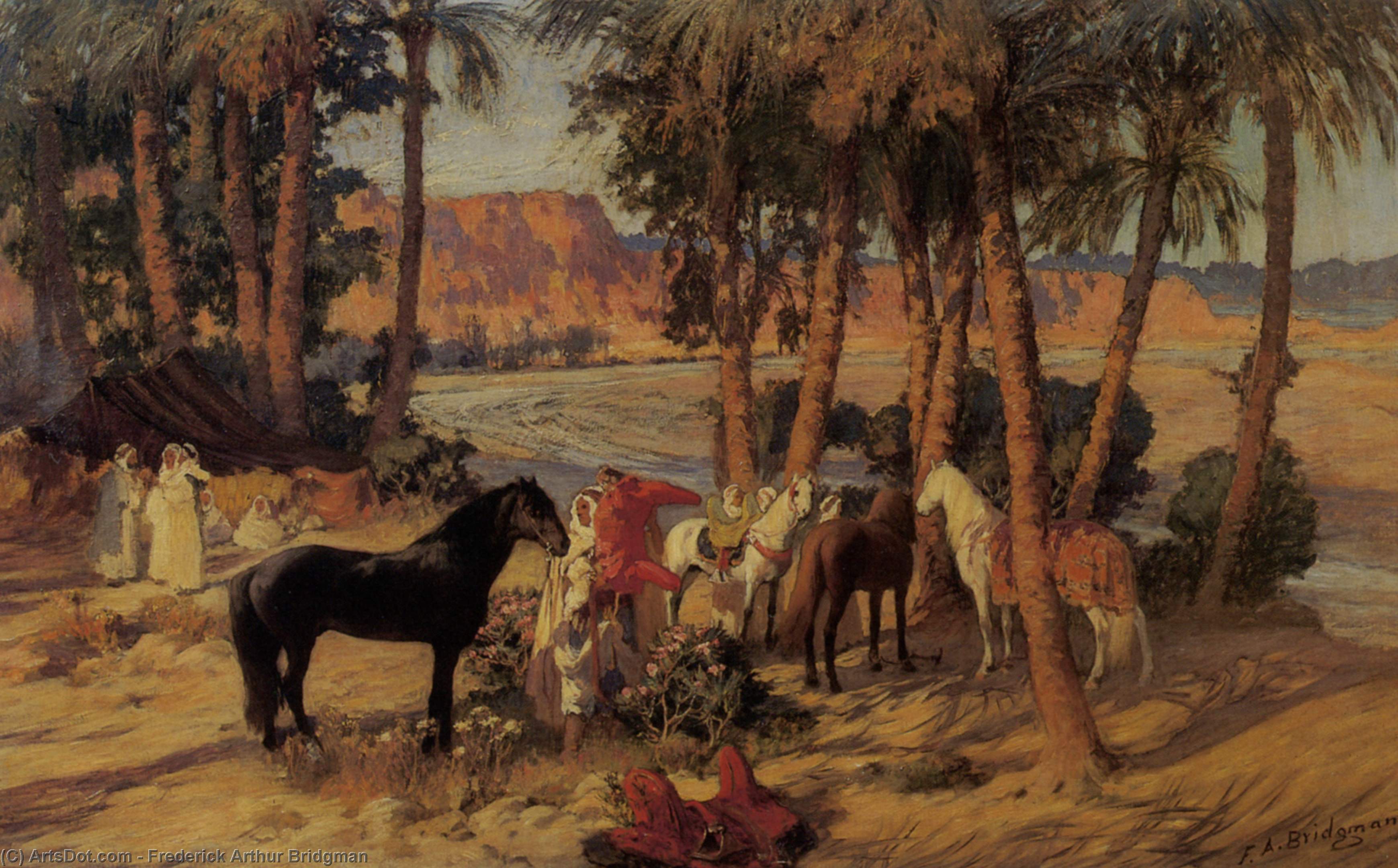 Wikioo.org – L'Encyclopédie des Beaux Arts - Peinture, Oeuvre de Frederick Arthur Bridgman - Un Campement arabe