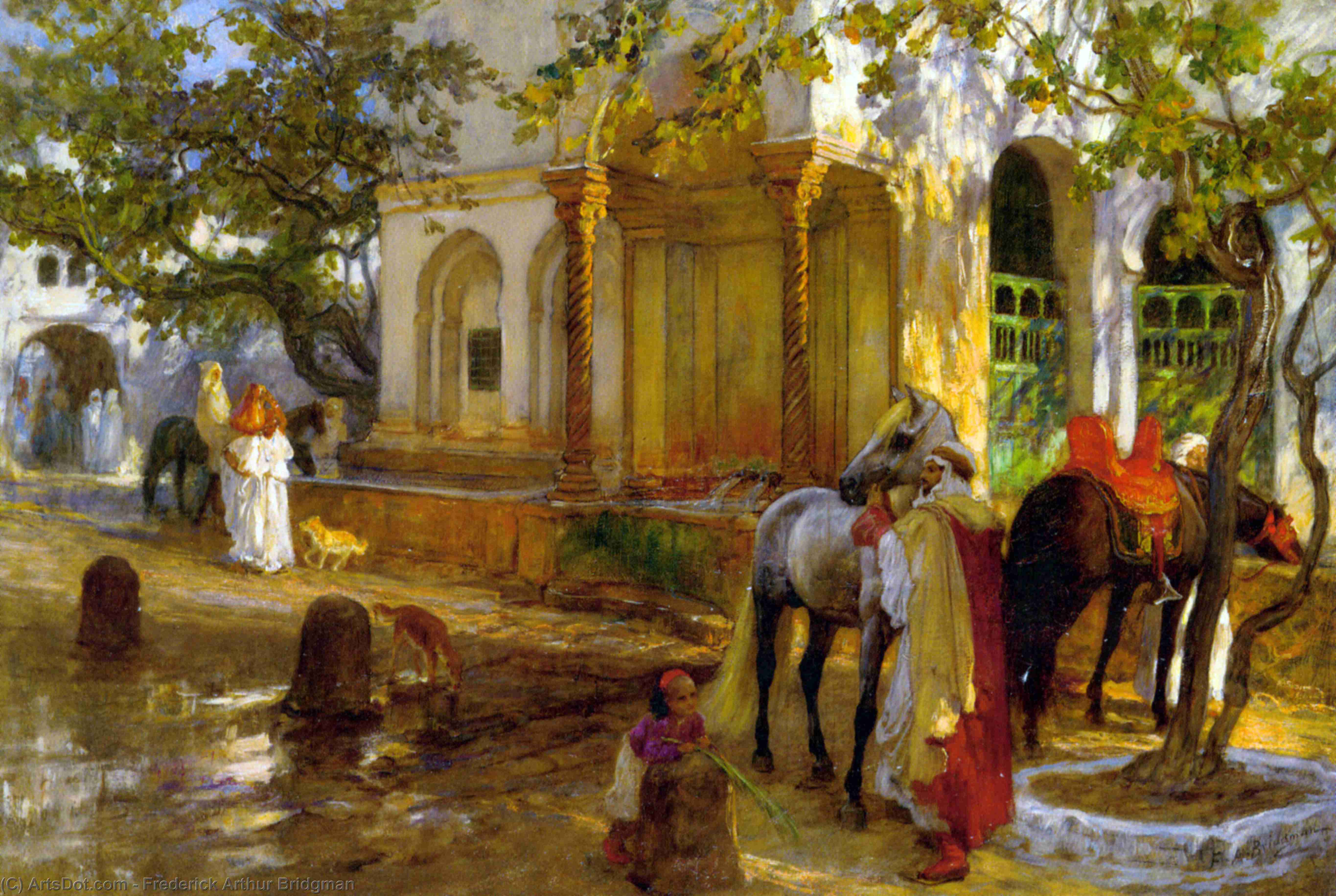 Wikioo.org - The Encyclopedia of Fine Arts - Painting, Artwork by Frederick Arthur Bridgman - At The Fountain