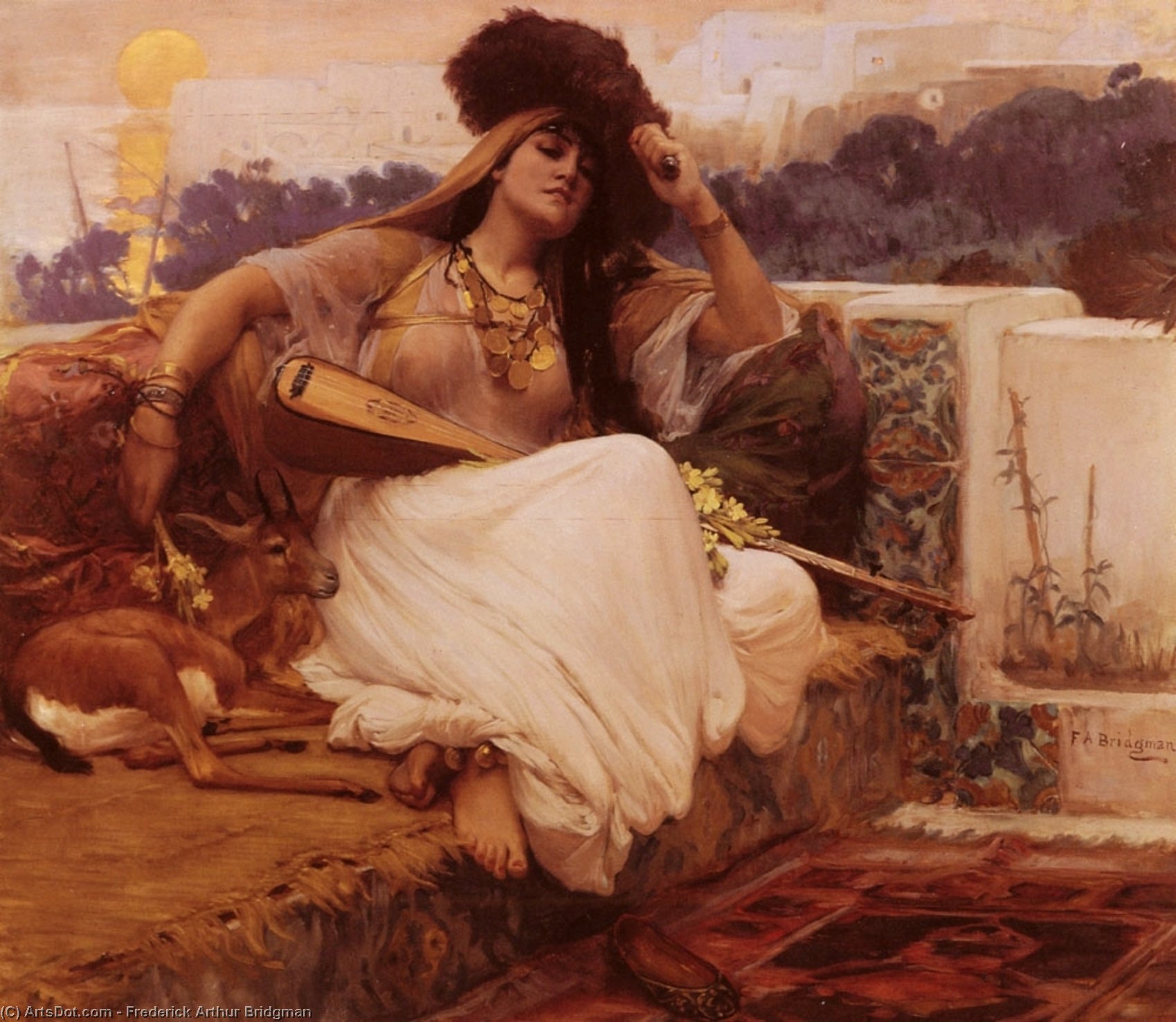 Wikioo.org - The Encyclopedia of Fine Arts - Painting, Artwork by Frederick Arthur Bridgman - L'Indolence