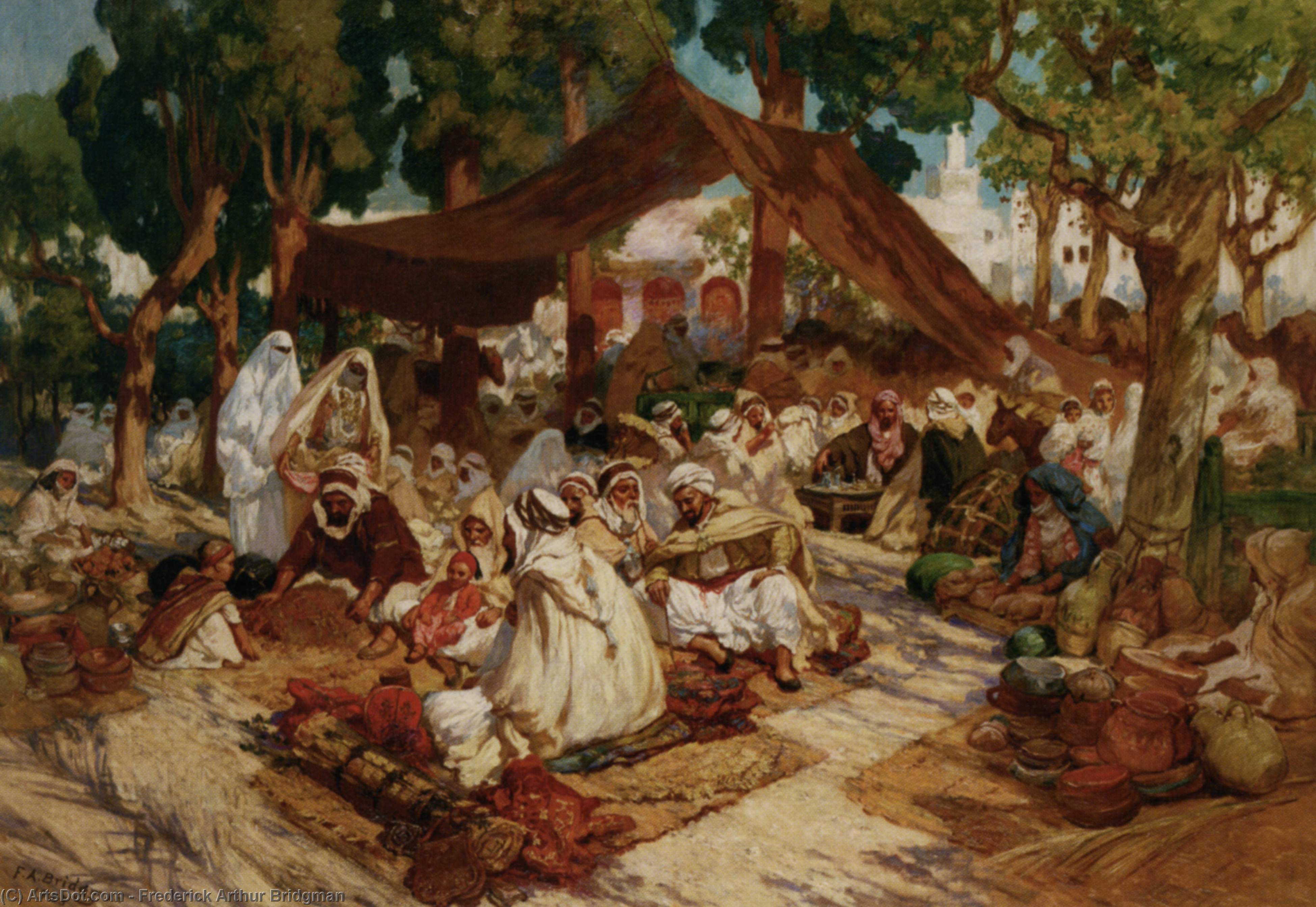 WikiOO.org - Енциклопедия за изящни изкуства - Живопис, Произведения на изкуството Frederick Arthur Bridgman - North African Market