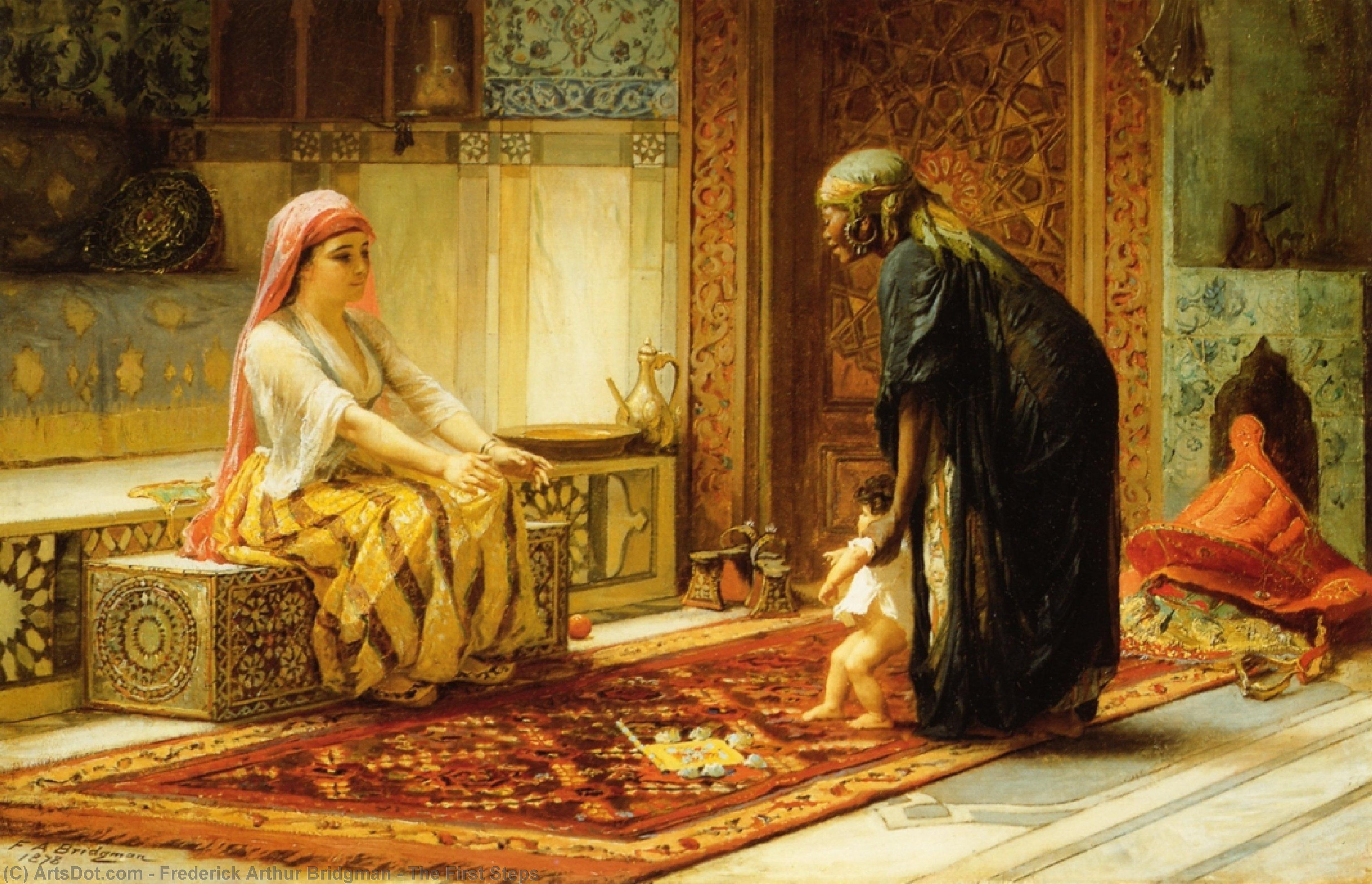 Wikioo.org - The Encyclopedia of Fine Arts - Painting, Artwork by Frederick Arthur Bridgman - The First Steps