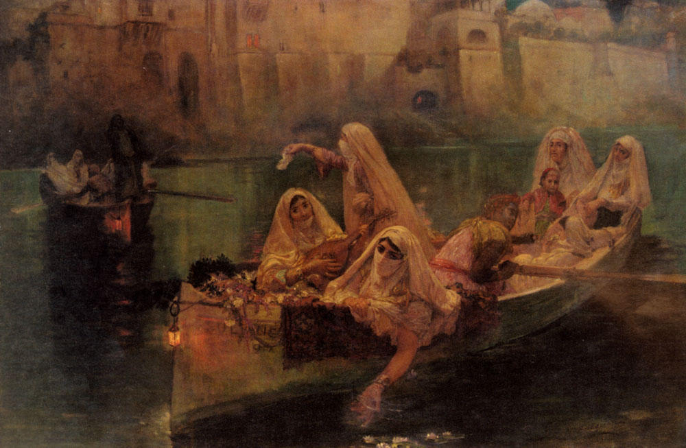 Wikioo.org - The Encyclopedia of Fine Arts - Painting, Artwork by Frederick Arthur Bridgman - The Harem Boats