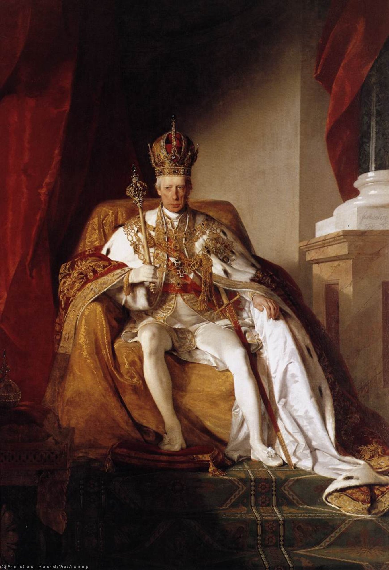 WikiOO.org – 美術百科全書 - 繪畫，作品 Friedrich Ritter Von Amerling - 奥地利在他的加冕长袍皇帝弗朗茨我