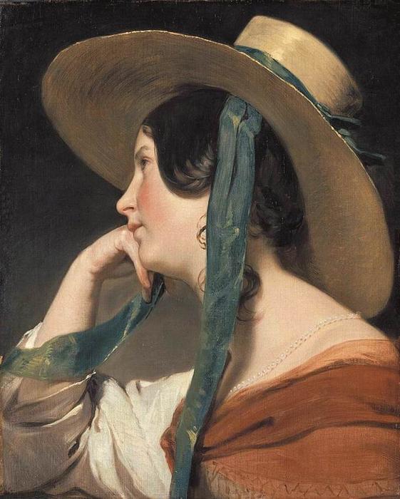 Wikioo.org – L'Encyclopédie des Beaux Arts - Peinture, Oeuvre de Friedrich Ritter Von Amerling - Maiden avec un chapeau de paille