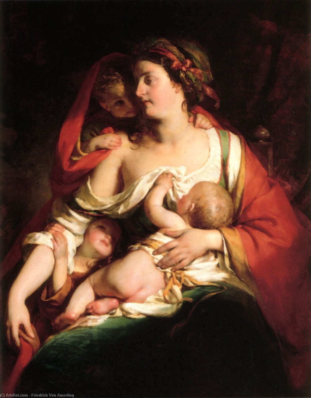 Wikioo.org - The Encyclopedia of Fine Arts - Painting, Artwork by Friedrich Ritter Von Amerling - Mother And Children
