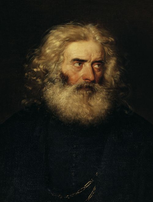 WikiOO.org – 美術百科全書 - 繪畫，作品 Friedrich Ritter Von Amerling -  研究 的  头  的  一个  胡子  男子