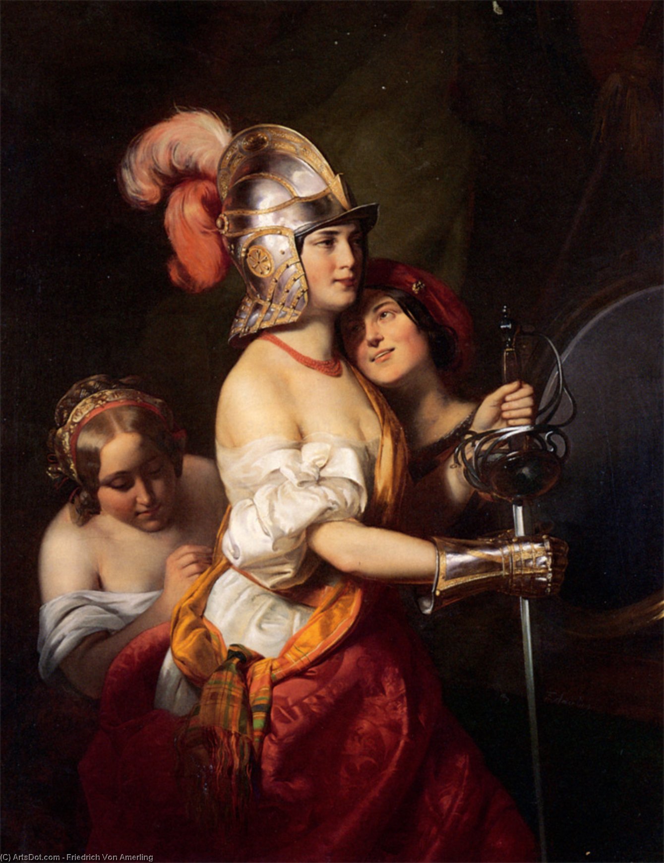 WikiOO.org - Encyclopedia of Fine Arts - Lukisan, Artwork Friedrich Ritter Von Amerling - The Armed Maiden
