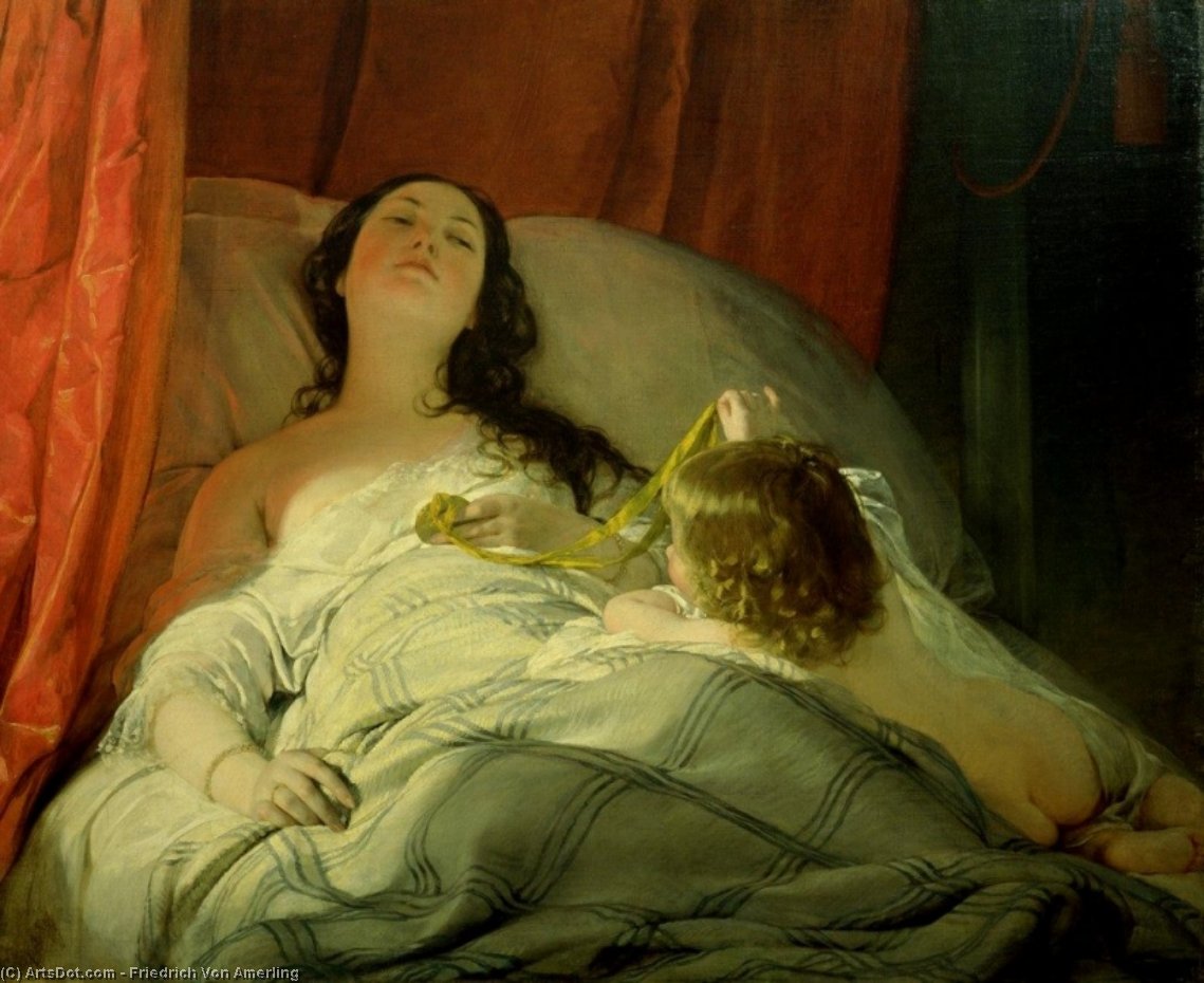Wikioo.org – La Enciclopedia de las Bellas Artes - Pintura, Obras de arte de Friedrich Ritter Von Amerling - The Drowsy Uno