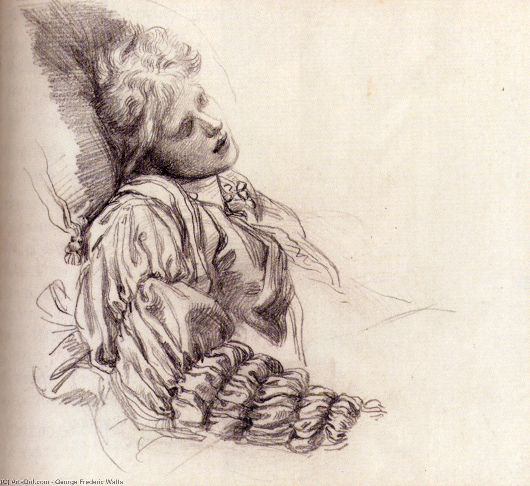 WikiOO.org - Encyclopedia of Fine Arts - Schilderen, Artwork George Frederic Watts - Ellen Terry Asleep
