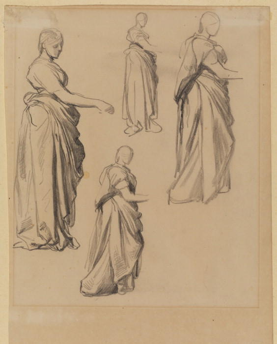 Wikioo.org - The Encyclopedia of Fine Arts - Painting, Artwork by George Frederic Watts - Four studies of a draped female figure