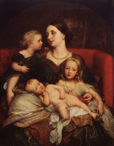 Wikioo.org - The Encyclopedia of Fine Arts - Painting, Artwork by George Frederic Watts - Mrs George Augustus Frederick Cavendish-Bentinck and her Children