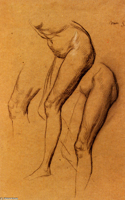 Wikioo.org - The Encyclopedia of Fine Arts - Painting, Artwork by George Frederic Watts - Nude Studies Of Long Mary, Two Being Studies For Eve Tempted