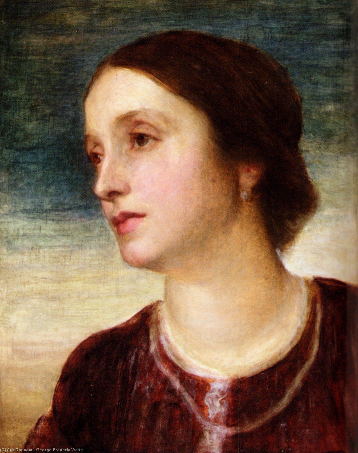 WikiOO.org - Encyclopedia of Fine Arts - Maalaus, taideteos George Frederic Watts - Portrait Of The Countess Somers
