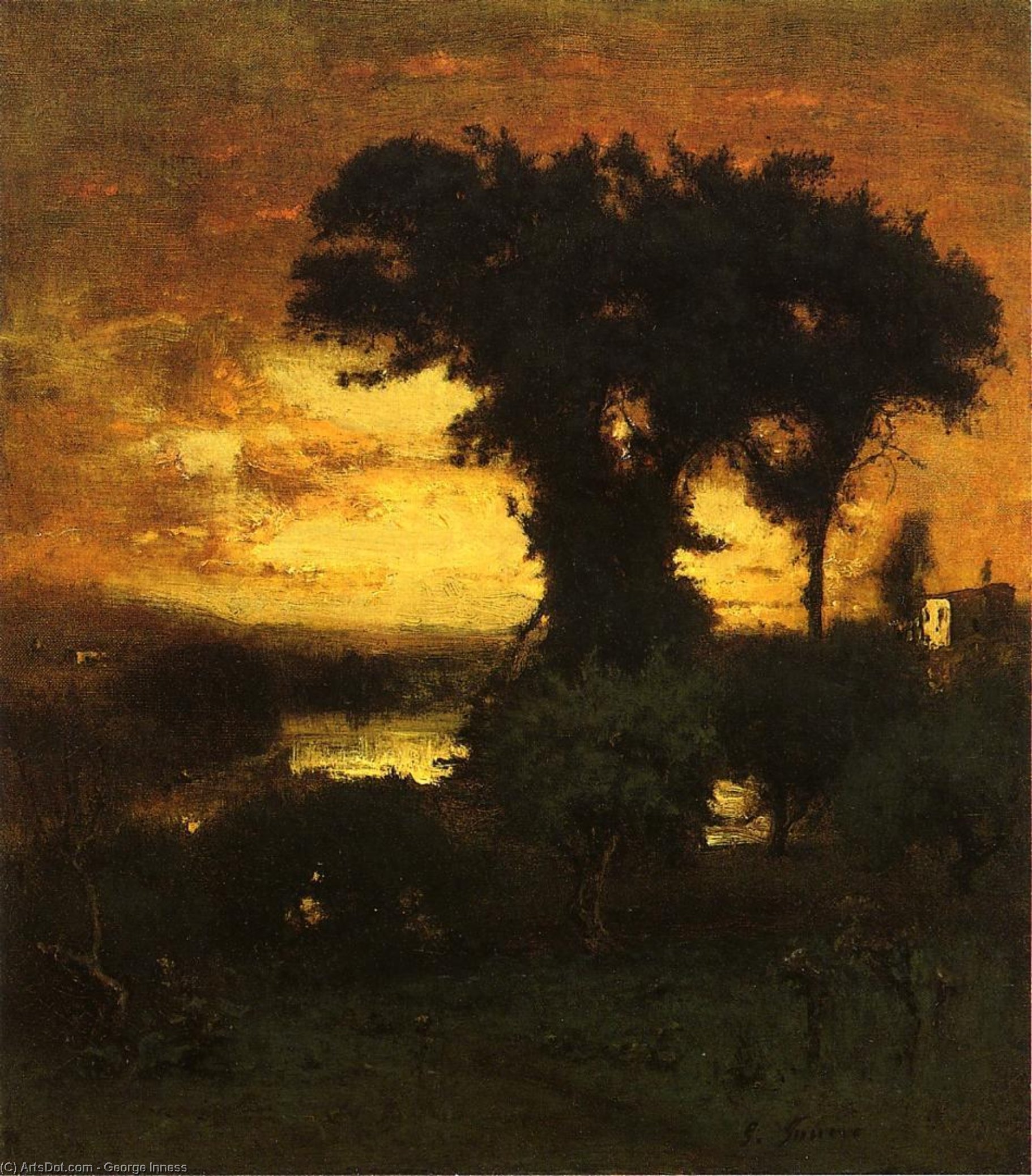 WikiOO.org - 百科事典 - 絵画、アートワーク George Inness - 残光