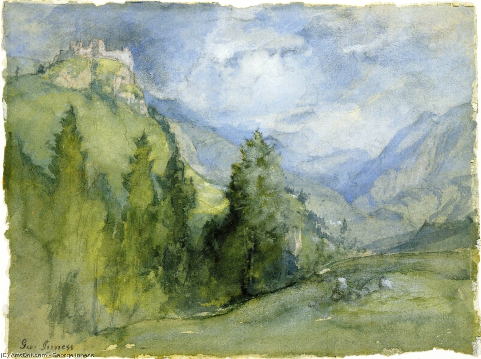 WikiOO.org - Encyclopedia of Fine Arts - Maľba, Artwork George Inness - Castle in the Mountains