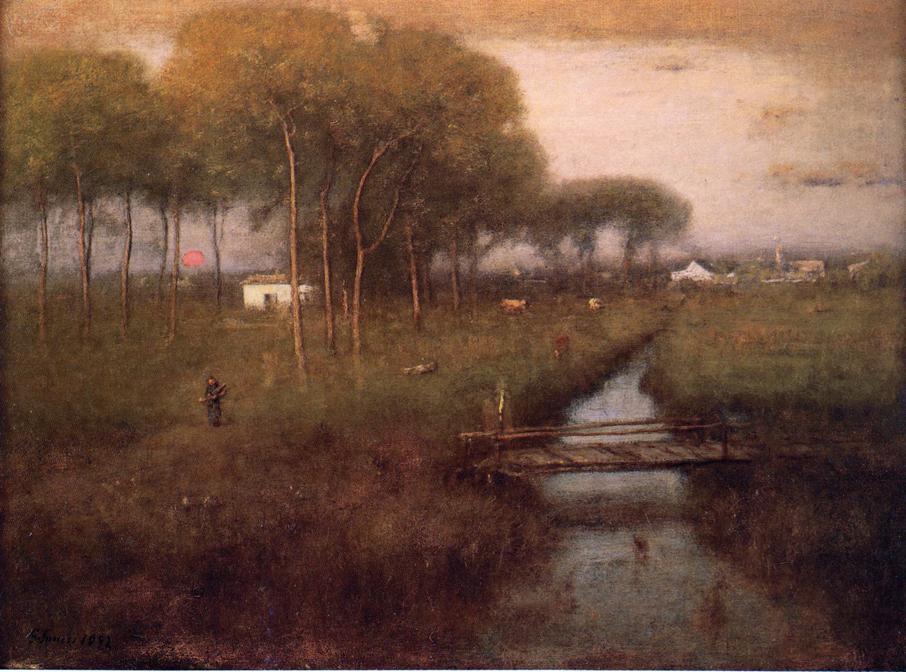 WikiOO.org - אנציקלופדיה לאמנויות יפות - ציור, יצירות אמנות George Inness - Early Moonrise, Tarpon Springs