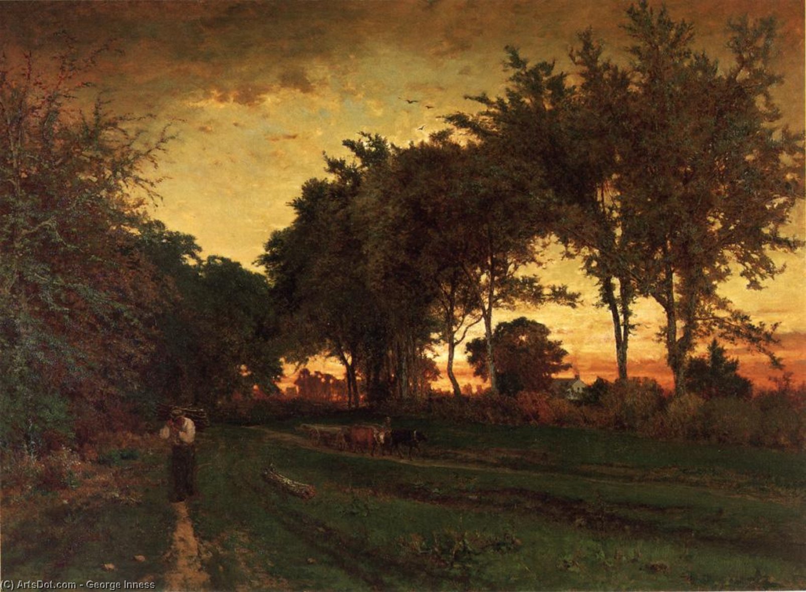 Wikioo.org - The Encyclopedia of Fine Arts - Painting, Artwork by George Inness - Evening Landscape